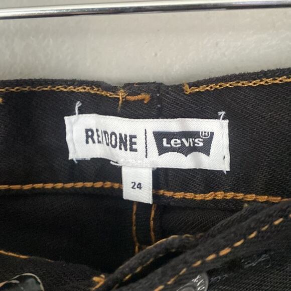 RE/DONE x LEVI’s Slim Leg High Rise Stove Pipe Jean Black Denim NWT Grunge 24 0 - Picture 11 of 14